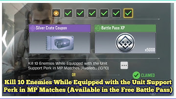 COD Mobile Kill 10 Enemies While Equipped With the Unit Support Perk in MP Matches Task Complete