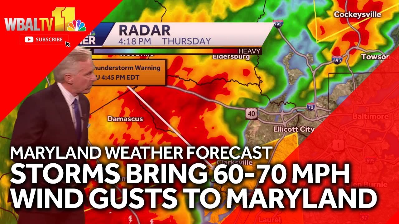 Strong storms with 60-70 mph wind gusts moving through Maryland - YouTube