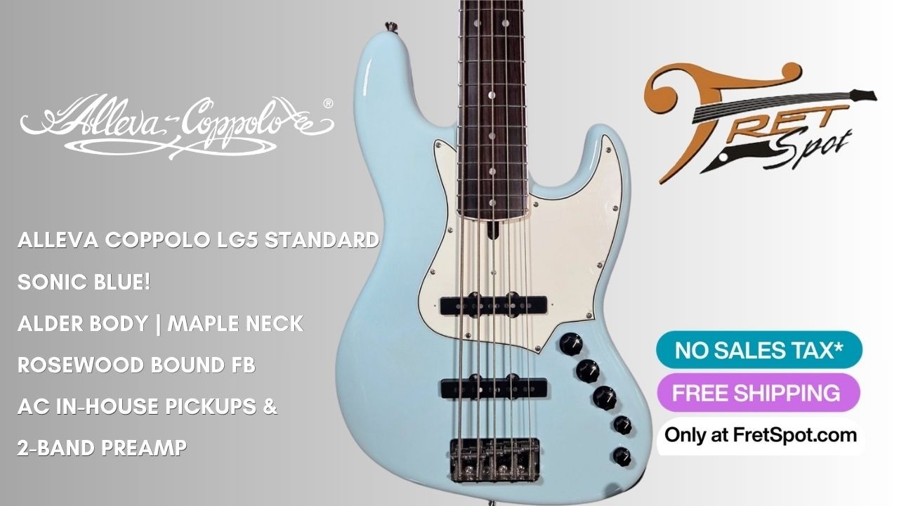 エレキベース Alleva Coppolo LG5 Standard Sonic Blue, Bound Neck, and That Indian Rosewood: Alleva Coppolo