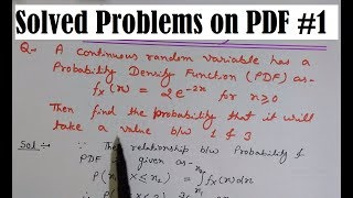 Problems on Probability Density Function (PDF)- Random Variables and Probability Distributions [HD]