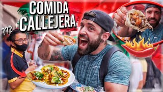 COMIENDO COMIDA CALLEJERA en MEXICO POR PRIMERA VEZ  *asi reaccionan al verme comer picante*