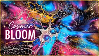 Cosmic Bloom Acrylic Pour | Satin Recipe Experiment - You asked to see this painting so here it is!