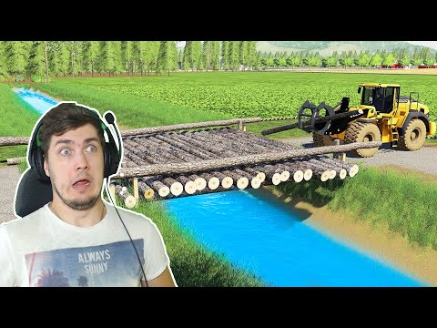 Видео: СТРОИМ МОСТ ИЗ ДЕРЕВА - FARMING SIMULATOR 19