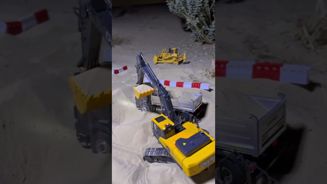 Loading RC hydraulic dump truck  at Dubai desert 