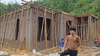 Construction process of combining formwork to complete a Japanese-roof house in rural Vietnam