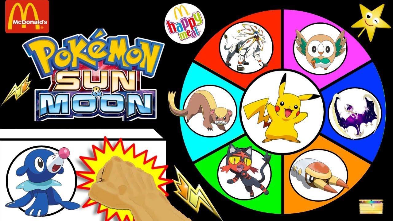 Pokemon Sun & Moon Spinning Wheel Game | NEW POWER ACTION PIKACHU Plush | Happy Meal Toys