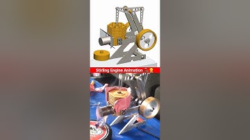 Stirling engine animation video 🚂👷‍♂️ #engineering #animation #mechanical #cad #3d 🔥