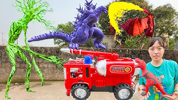 Kem Ốc review xe cứu hoả có cần phun nước bắt rồng phun lửa, godzilla, cứu khủng long. Theu Chanel