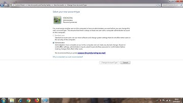Changing account type in windows7