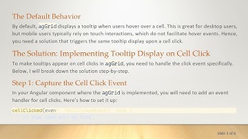 Display Tooltip on Cell Click in agGrid for an Enhanced User Experience