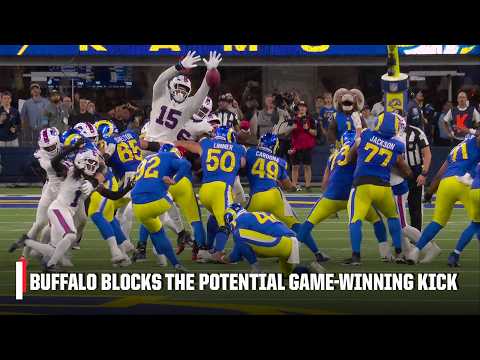 ABSOLUTE CHAOS 😲 Buffalo Bills BLOCK the Rams' game-winning field goal attempt in OT | NFL on ESPN