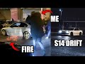 CAR SETS ON FIRE, S14 DRIFITNG, C63 AMG DOES BURNOUTS AND MUCH MORE!! || A10 Meets