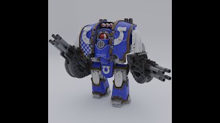 Ultramarine Leviathan Dreadnought Texture/Wireframe turntable