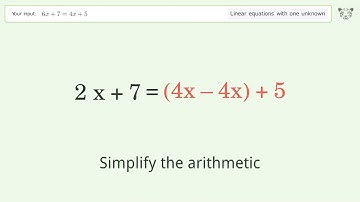 Solve 6x+7=4x+5: Linear Equation Video Solution | Tiger Algebra
