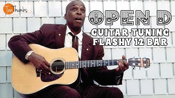 Open D Tuning Flashy 12 bar blues Delta Blues Tutorial