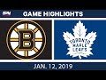 NHL Highlights | Bruins vs. Maple Leafs - Jan. 12, 2019