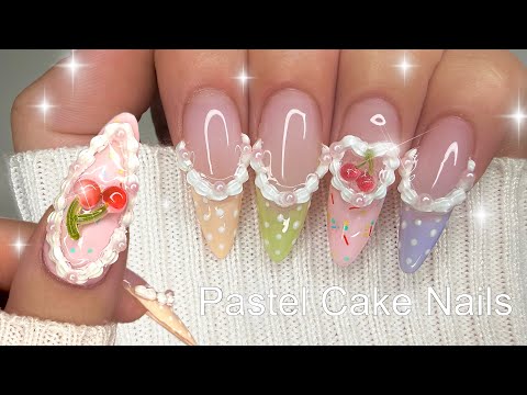 Pastel Cake Nails 🎂🩷 | Gel-X Nail Tutorial | Step-By-Step | Taste Of Spring Collections Ft. Beetles