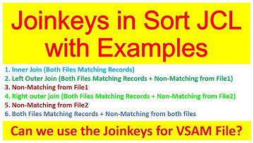 Joinkeys in Sort JCL with Examples | Sort Join Paired F1 Only, Matched and Unmatched,Reformat Fields