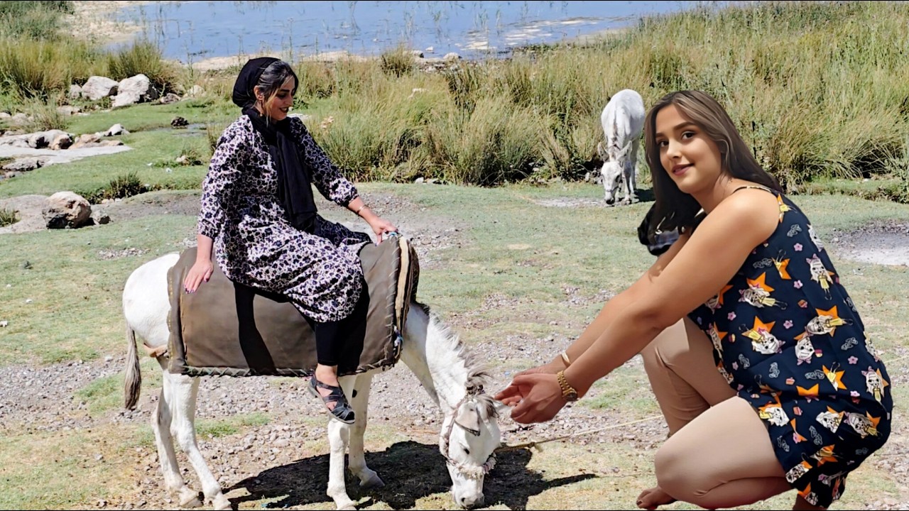 Деревенская жизнь с бабушкой на севере Ирана | Выпечка лепёшек с халвой в саду