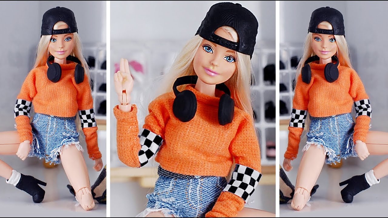 Como Fazer roupas Fácil para Barbie, Cropped e saia. D.I.Y roupas feita a  mão. dolls clothes 