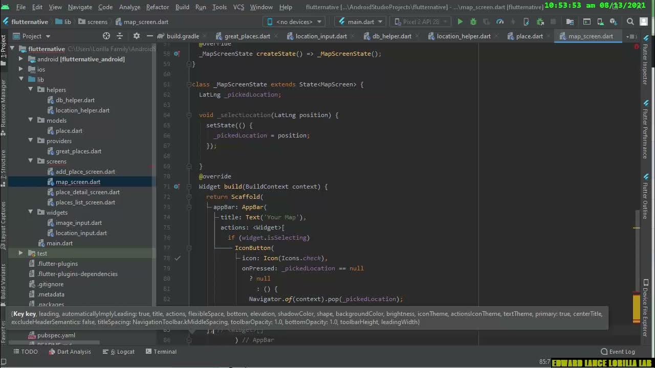 【FLUTTER ANDROID STUDIO and IOS】allowing user to pick a location Native ...