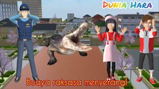 Buaya Raksasa Datang ke Kota Sakura 😱😱,Yuta Mio Jennie naik mobil polisi | Sakura School Simulator screenshot 3