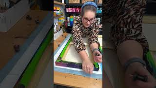 Final and most SATISFYING steps of this FluidArt painting (remove pushpins/tape/reveal) MarjoleinART