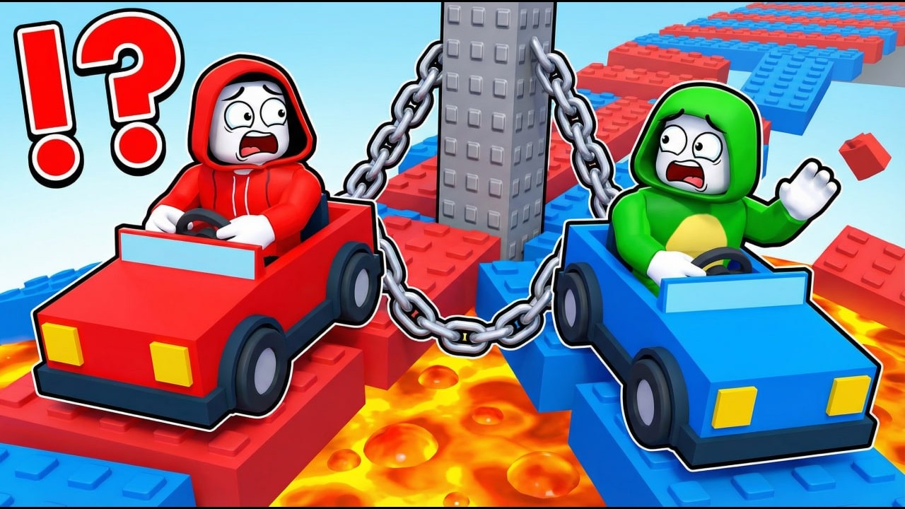 JJ AND MIKEY DRIVE CHAINED CARS TOGETHER IN ROBLOX - YouTube