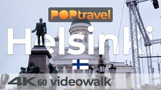 Walking in HELSINKI / Finland  Downtown in Winter  4K 60fps (UHD)