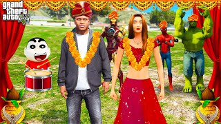 Franklin Marriage Gta 5! Shinchan & Avengers Celebrating Franklin Marriage in Telugu screenshot 2