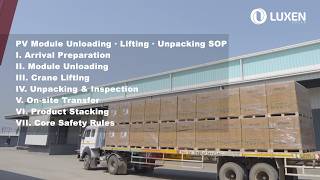 PV Module Unloading · Lifting · Unpacking SOP  LUXEN SOLAR