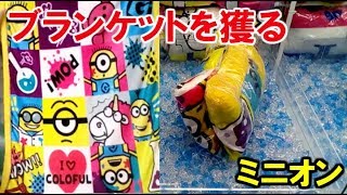 【UFOキャッチャー】大きくてふわふわで普通に使えます～ミニオンのブランケットをラウンドワンでGET～