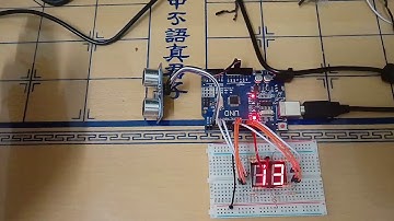 Arduino+2-digit 7-segment display+Ultrasonic Seneor 超聲波測距顯示距離