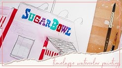 Watercolor Timelapse Painting of The Sugar Bowl! ♥ Paige Poppe, Artist 