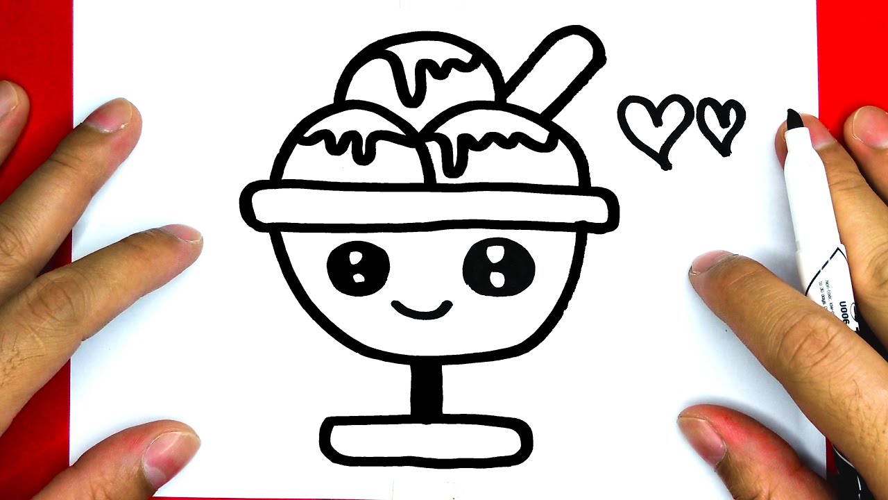 HOW TO DRAW CUTE ICE CREAM BOWL,DRAW CUTE THINGS 