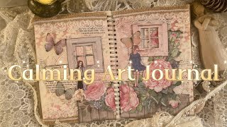 Stamperia “House of Roses” and stencil: Mix Media NO TALKING CALMING Art Journal
