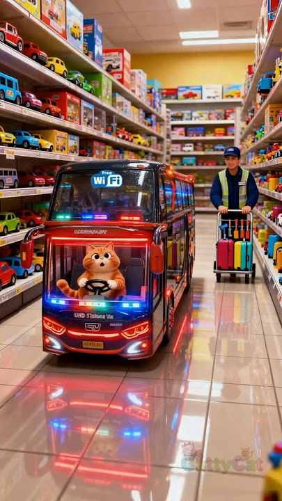 Cat Buys a TELOLET BUS🚍This Is What He Does👨🏻‍✈️#shorts #funny #cat #cute #animals #comedy #bus