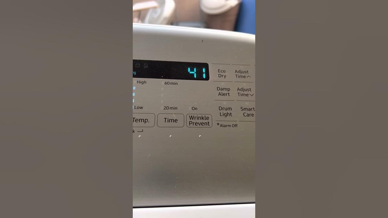 Samsung dryer in normal mode starts at 42 mins drys for 2 mins then