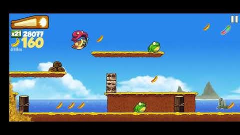 Banana Kong - Jump on 5 frogs consecutively without touching the ground