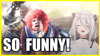 Botan can't stop laughing at her Main Characters goofy Face in Monster Hunter World