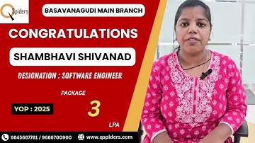 Congratulations Shambhavi Shivanad Yakkeremath for getting placed from QSPIDERS BASAVANAGUDI