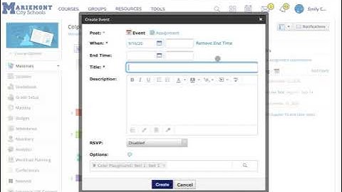 Adding an Event to Schoology Calendar from within the Course