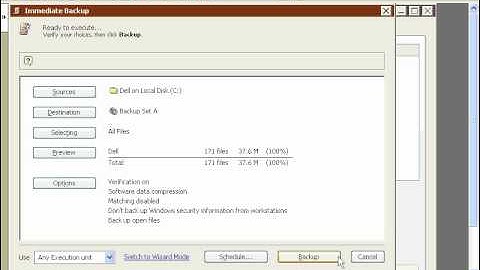 Immediate Backup Options and Media Action