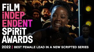 THUSO MBEDU wins BEST FEMALE Performance in a new scripted series at the 2022 Spirit Awards.