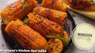 Monsoon Special Steamed Tandoori Masala Bhutta Indian Bhutta Sweet Corn Masala Corn