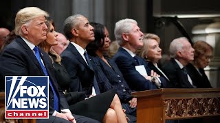 Tension between Trumps, Clintons on display at Bush funeral