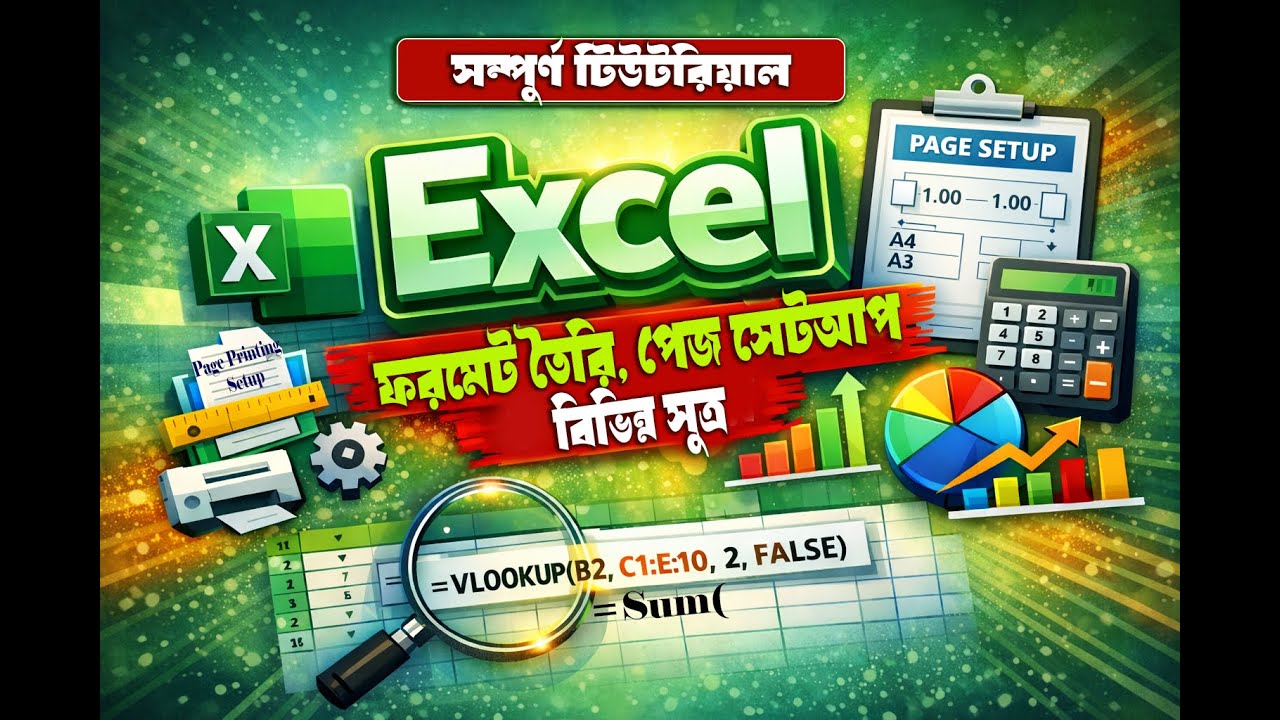 Excel Tutorial Bangla | Format, Page Setup ও গুরুত্বপূর্ণ Formula সহজে শিখুন Part-1