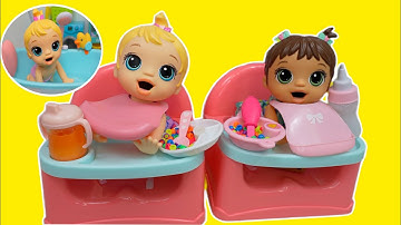 Twin baby dolls Morning Routine feeding and changing