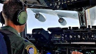 C-17 Air-To-Air Refueling & Tactical Landing (Cockpit Footage)