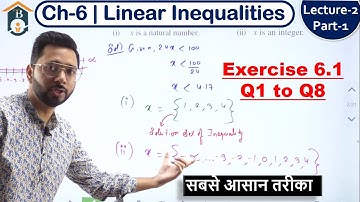 Chapter-6 Linear Inequalities | Exercise 6.1 Q1 to Q8 | Class 11 Maths NCERT | by Devinder sir